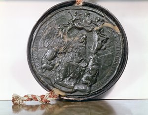 Het zegel van koning Karel II (1630-85) van een charter verleend aan de Hudson Bay Company